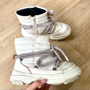 ZARA Off White & Pink Chunky Puffer Winter Boots | Insulated | Women’s Size 5